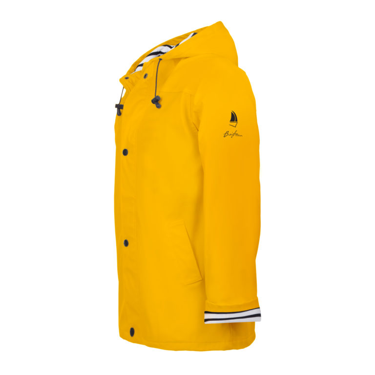 Armor ciré jaune imperméable manteau imperméable mixte photo de côté