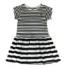 striped white and navy Breizhocean dress for girls with ruffles