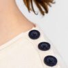 Women's straight-cut sweater Binic white navy Breizh Océan zoom buttons