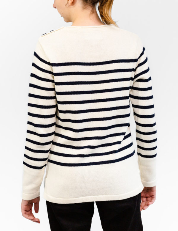 Pull femme marin Pull marin Vêtement marin Pull écru/marine Binic vue de dos