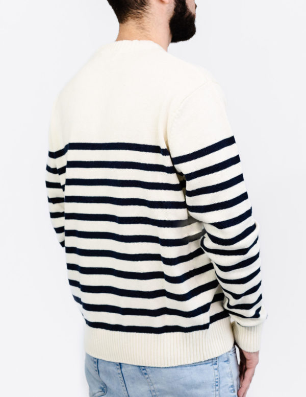 BONO-pull rayé-vêtement marin-écru marine-homme-dos
