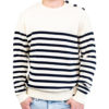 Pull marin homme, Blanc Marine, Breizh Océan, Bono, vue de face