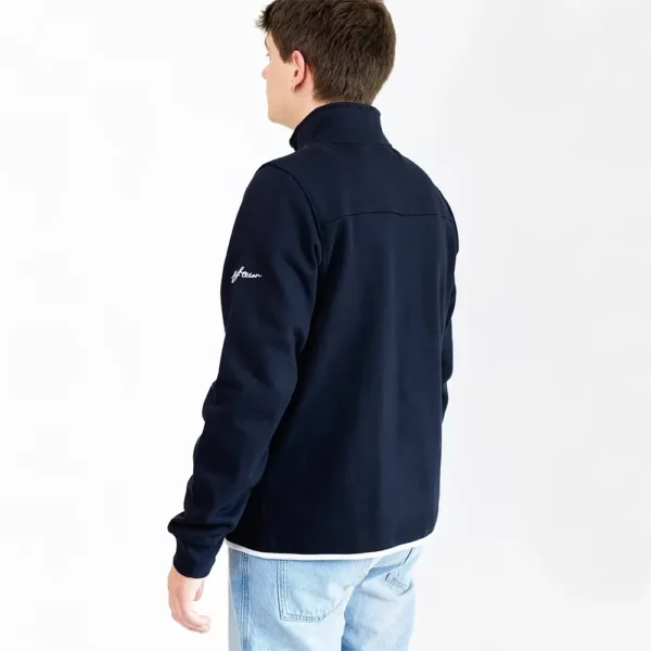 Veste manches longues homme CROZON à fermeture éclaire couleur marine, vue de dos.