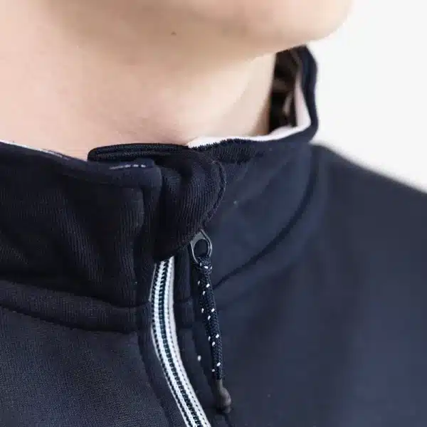 Veste manches longues homme CROZON à fermeture éclaire couleur marine, zoom col.