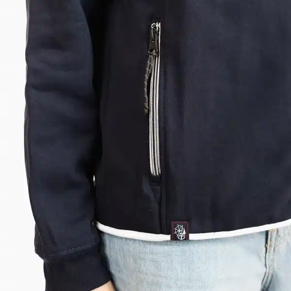 Veste manches longues homme CROZON à fermeture éclaire couleur marine, zoom poche.