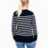Pull marin femme, marine/écru, Breizh Océan, Binic. Pull rayé, vetement marin, vue de dos.