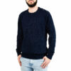 Pull marin homme, Marine, Breizh Océan, Bono. Pull marine uni, boutons sur l'épaule, vêtement marin, vue de face.