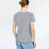 Marinière femme, Blanc Marine, Breizh Océan, DINARD. Tee-shirt rayé léger, manches courtes, coton bio vêtement marin, vue de dos.