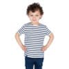 Marinière enfant, Blanc Marine, garçon, Breizh Océan, Garlan. Tee shirt rayé, manches courtes, vetement marin , coton bio, vue de face.