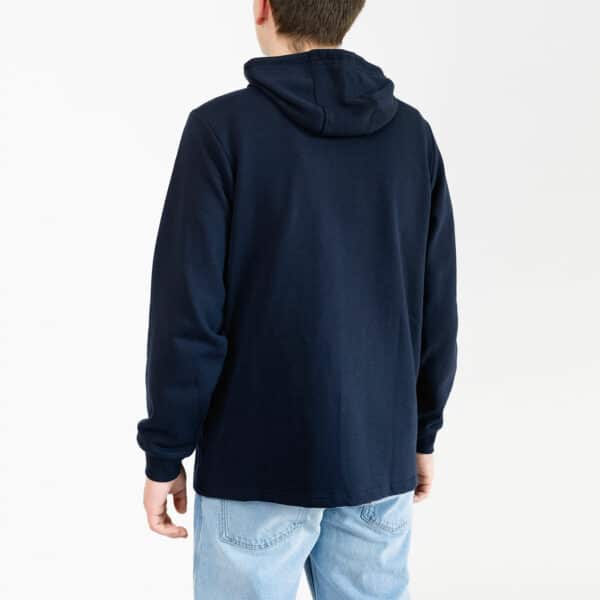 Sweat, marine, poches rayées, homme, Breizh Océan, Meen. Sweat zippé, molleton, coupe droite, vetement marin, vue de dos.