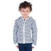 Sweat, Blanc Marine, enfant garçon, Breizh Océan, Baud. Sweat marinière légé à capuche, interlock doux, fermeture éclaire, vêtement marin, vue de face.