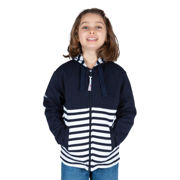 veste-à-capuche-enfant-fille-mi-uni-mi-rayé-blanc-marine-brest-breizh-ocean-face