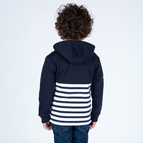 veste-à-capuche-enfant-garçon-mi-uni-mi-rayé-blanc-marine-brest-breizh-ocean-dos