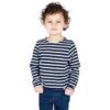 Marinière enfant, Marine Blanc, mixte, Breizh Océan, Groix. Tee shirt rayé en coton léger, manches longues, vetement marin, vue de face.