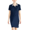 Robe femme polo, marine, Breizh Océan, Lamballe. Robe polo manches courtes, vetement marin, vue de face.