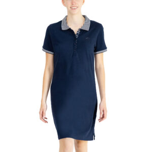 Robe femme polo, marine, Breizh Océan, Lamballe. Robe polo manches courtes, vetement marin, vue de face.