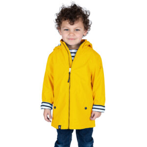 Ciré imperméable enfant garçon, Jaune, Breizh Océan, Lannion. Jersey rayé col montant, vue de face