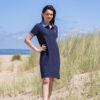 Robe femme polo, marine, Breizh Océan, Lamballe. Robe polo manches courtes, vetement marin, vue de face.