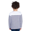 Marinière enfant, semi-rayée, Blanc marine, garçon, Breizh Océan, Lanester. Tee shirt rayé en coton épais, manches longues, vetement marin, vue de dos.