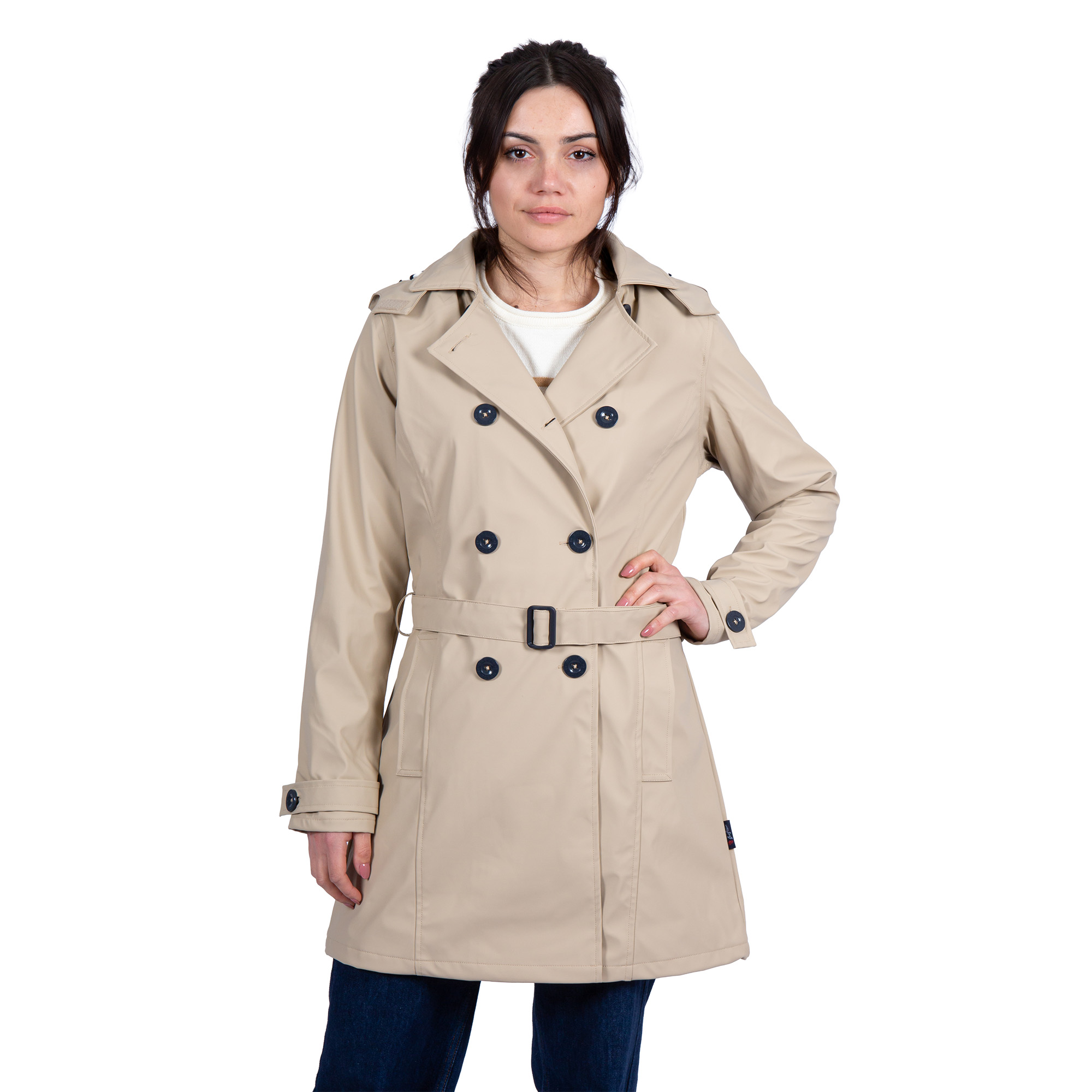 Ciré trench imperméable femme, Sable Breizh Océan, Carnac, vue de face-